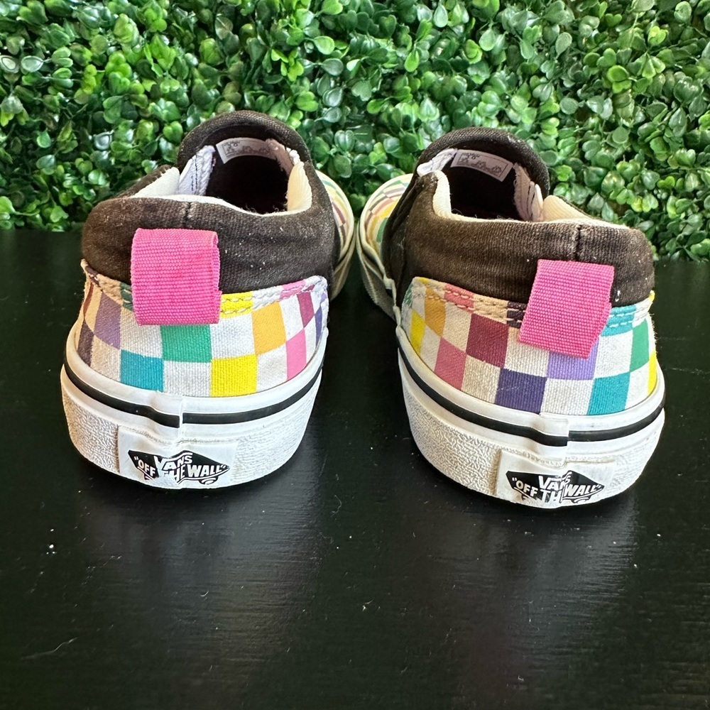 Missy Classic Slip On Rainbow Checkered Vans Sz 3 - Picture 5 of 9